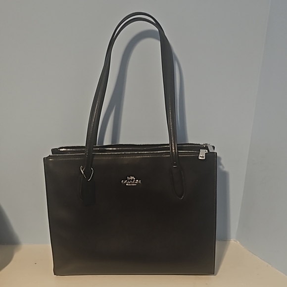 Coach Black Leather Tote Bag - Picture 1 of 3